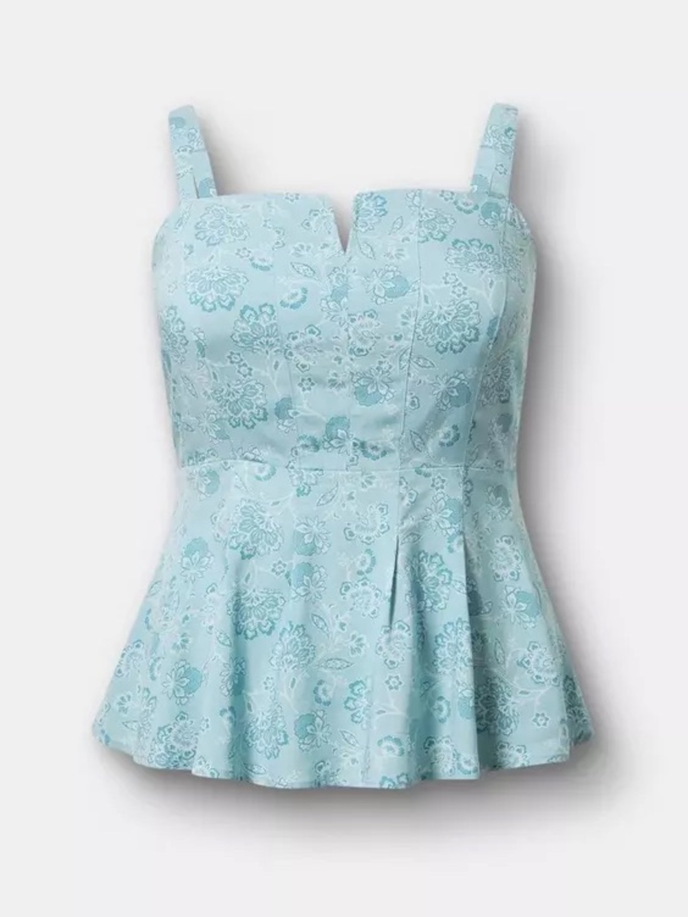 Torrid Light Blue Floral Peplum Tank Top